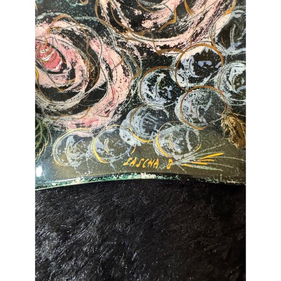 Sascha Brastoff Vanity Fair Square Decorative Glass Plate Trnket Tray - Picture 3 of 7